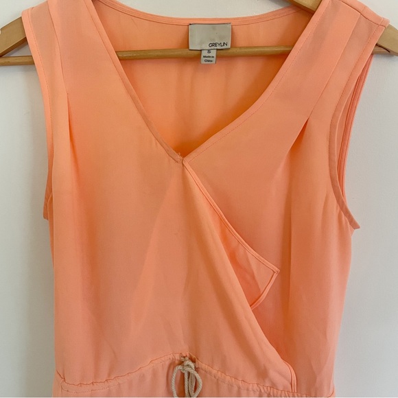 Greylin casual peach dress summer drawstring orange pockets, size small - Picture 2 of 6